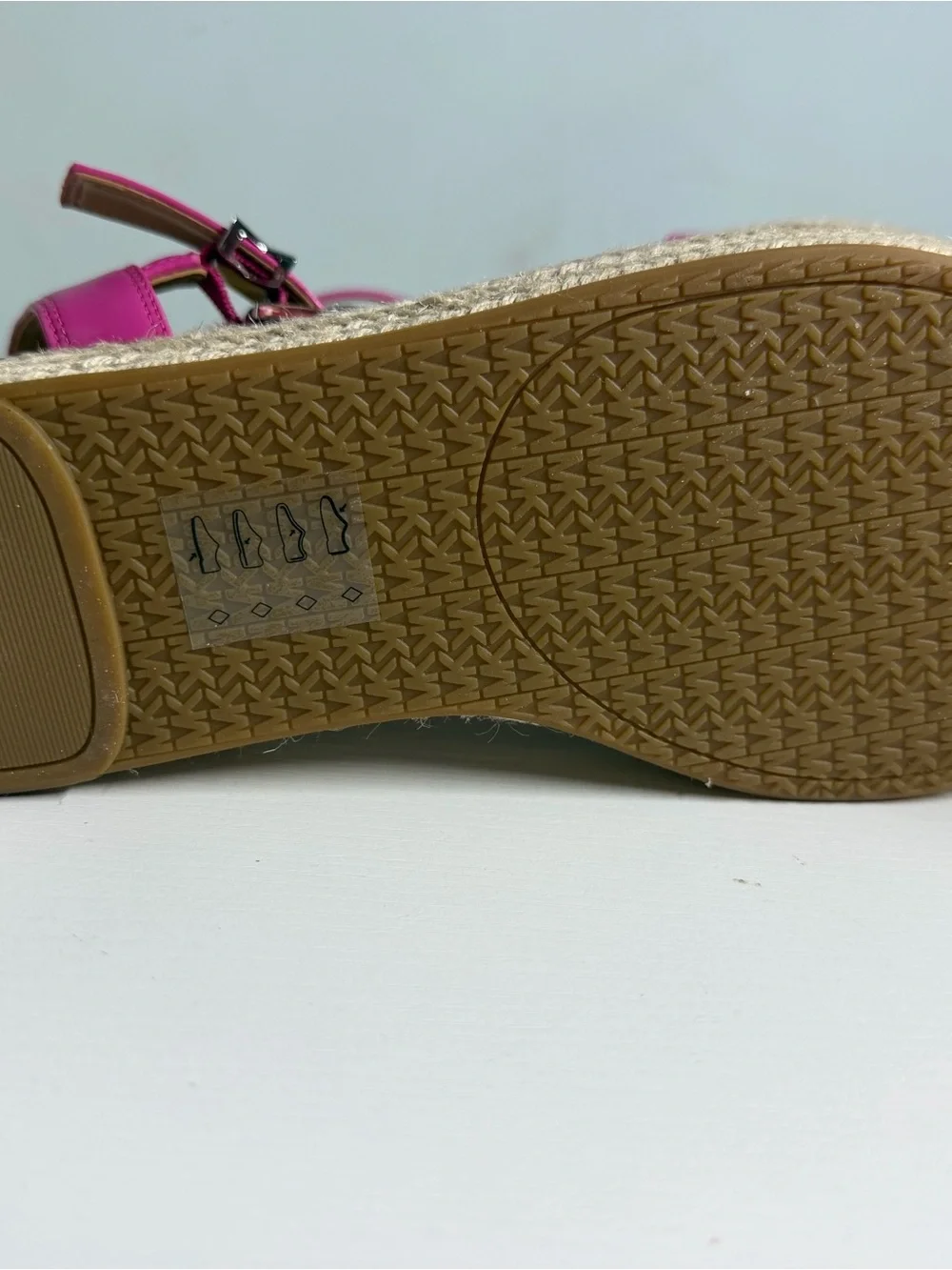 Michael Kors Fuchsia Leather Espadrille Sandals with MK Buckle